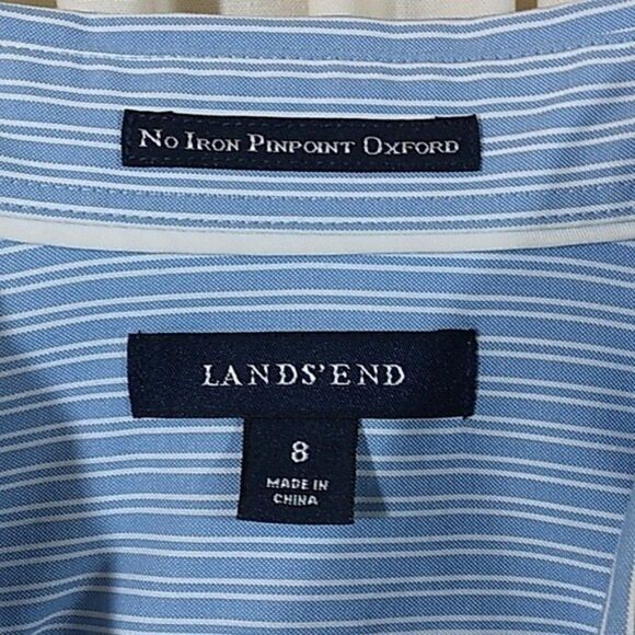 Land's End No Iron Oxford Shirt Size 8 Pin Point NWOT - Picture 5 of 12